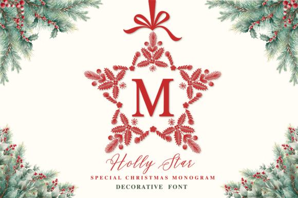 Holly Star Monogram: A Festive Font for Branding