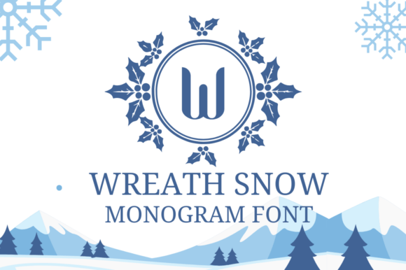 Wreath Snow Monogram Font for Holiday Campaigns
